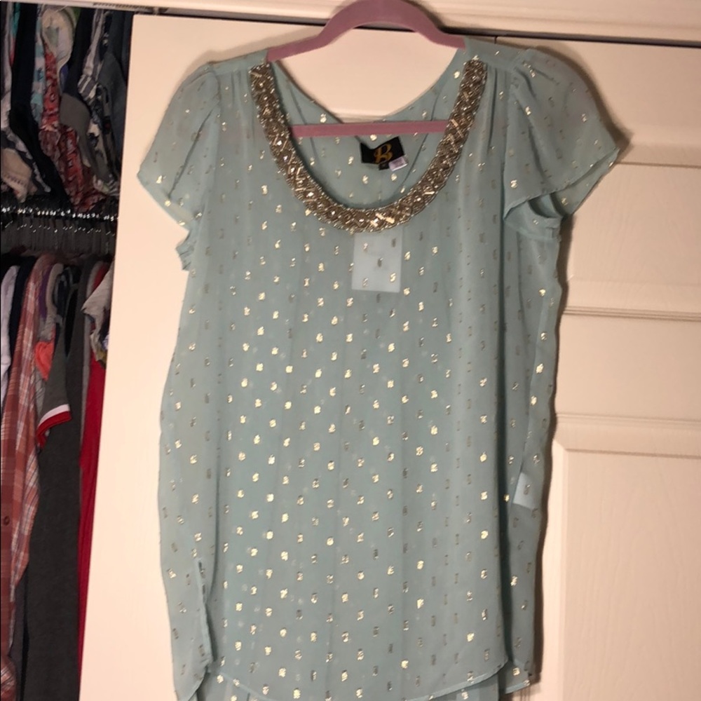 Sheer bead neckline Anthropologie top NWT